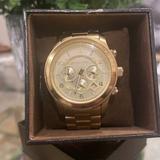 Michael Kors Accessories | Authentic- Michael Kors Oversized Runway Gold-Tone Watch | Color: Gold | Size: Os