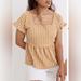 Madewell Tops | Madewell Gingham Knit Ruffle-Hem Top | Color: Gold/White | Size: M