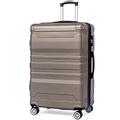 Merax Hartschalen-Koffer 75cm, Leicht Trolley Rollkoffer Reisekoffer mit TSA-Schloss und Universalrad, Handgepäck Koffer, Erweiterbar, Teleskopgriff, 4 Rollen, XL-47x31x75 cm, Gold