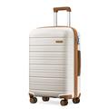 Kono Lightweight Polypropylene Large Check in Luggage with Spinner Wheels TSA Lock YKK Zipper Hard Shell Travel Trolley Suitcase (Cream White, 76cm 100L)