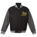 Men's JH Design Black/Gray Oakland Athletics Big & Tall All-Wool Jacket with Embroidered Front Logo