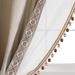 Luxury Vintage Velvet And Sheer With Border Pompom Trim Window Curtain Panel Taupe/Ivory Single 42X84 - Triangle Home Decor 21T013781