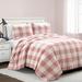 Plaid Ultra Soft Faux Fur Light Weight All Season Kids Back To Campus Comforter Blush 2Pc Set Twin - Lush Decor 21T012798