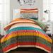 Boho Stripe Reversible Cotton Back To Campus Duvet Cover Turquoise/Tangerine 2Pc Set Twin-XL - Lush Decor 21T012850