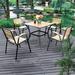 Wildon Home® Pacjo Square 4 - Piece 31.5" Long Outdoor Dining Set Wood/Teak in Black/Brown/White | 31.5 W x 31.5 D in | Wayfair