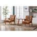 Wood and Fabric Tufted Living Room/Bedroom Accent Chair Set of 2 with Side Table