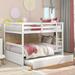 Full over Full Wood Separable Bunk Bed with Trundle&Ladder and Safety Rails, Convertible to 2 Full Platform Bed, White
