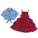 VerPetridure Toddler Baby Girls Short Sleeve Denim Jacket+Dot Print Halter Dress Set Summer Outfits for 3-9 Years Girls