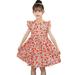 PEASKJP Hawaiian Dresses for Girls Toddler Girls Short Sleeve Princess Dress Flora Floral Prom Ball Gown Dress Solid Floral Loose Maxi Dresses Orange 3-4 Years