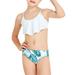 B91xZ Baby Swimsuit Girl Girl s Swimsuit Two Piece Leaf Print Shorts for 7 To 14 Years Swimming Pool Hot Spring Natatorium White Sizes 7-8Years