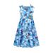 Toddlers Girls Baby Casual Dress Summer O-Neck Sleeveless Butterflies Flowy Printed Plain Sundress Beach Princess Dress Child Sundress Streetwear Kids Dailywear Outwear