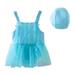 B91xZ Toddler Swimsuit Girl Summer Fashion Small And Medium Sized Girls New Princess Yarn Dress Hot Spring Swimsuit Blue Sizes 6-18 Months
