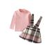 Qtinghua Toddler Baby Girl Outfits Turtleneck Knit Sweater Long Sleeve T-Shirt Tops Suspender Dress Skirt Set Fall Winter Clothes