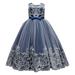 Flower Lace Dress Wedding Bridesmaid Pageant Party Formal Long Maxi Gown Big First Birthday Dance Prom Sequin Bowknot Puffy Tulle Dresses Child Sundress Kids Dailywear
