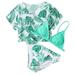 B91xZ Girls Swimsuits Toddler Baby Girl s 3 Piece Swimsuits Green Floral Prints Bikini Bathing Suit Briefs Girls Bikini Beach Green Sizes 6-8 Years