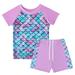 Godderr Girls Rash Guard 2-Piece Swimwear Fish Scale Pattern Swimwear Upf 50+ Uv for 4-12Y