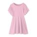 Big Girls Dress Ruffle Sleeve Chiffon Bow Swing Pleated Solid Color Wedding Party Princess Dresse Child Sundress Streetwear Kids Dailywear Outwear