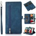 Flip Case Cover for Samsung Galaxy S21 FE Case Multi-Card Zipper Wallet Phone Case Leather Folio Flip Wallet Magnetic Wallet Case Phone Cover Case for Samsung Galaxy S21 FE Blue