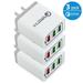 3-Pack USB Wall Charger 30W 3-Ports with Quick Charge 3.0 Wall Charger Adapter Fast Charging for Samsung Galaxy S23/S22/S21/S20/S10/S9/S8 Ultra iPhone 14/13/12/11 Pro Mini X/Xs White/Gray