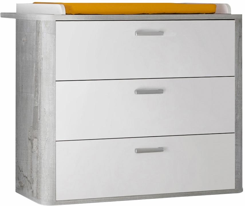 Wickelkommode MÄUSBACHER "Aarhus", weiß (vintage grau, weiß, vintage grau), B:110cm H:98cm T:71cm, Holzwerkstoff, Wickelkommoden Image