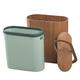 ZHZ-DT Wood Rubbish Waste Paper Bin Small Stylish Bathroom Trash Bins Wastebasket for Narrow Spaces at Home or Office Compact Recycling Bin, Enough Capacity (Color : Natural)