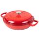 Shallow Cast Iron Casserole with Lid – Non Stick Dutch Oven Pot – Sturdy Ovenproof Stockpot Cookware – Enamelled Cooking Pot – Red, 3L, 30cm – by Nuovva