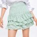 Zara Skirts | Bloggers' Fave- Zara Mint & White Polka Dot Ruffle Mini Skirt/Skort Sz M -Euc | Color: Green/White | Size: M