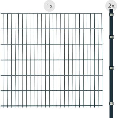 Doppelstabmattenzaun ARVOTEC "ESSENTIAL 123 zum Einbetonieren", grau (anthrazit), H:123cm, Stahl, Kunststoff, Zaunelemen