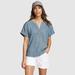 Eddie Bauer Women's EB Hemplify Short-Sleeve Beach Shirt - Chambray Blue - Size M