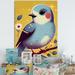 Red Barrel Studio® Cute Blue Cartoon Bird Sitting on a Branch II - Print on Canvas Plastic in Blue/Yellow | 44 H x 34 W x 1.5 D in | Wayfair