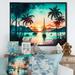 Breakwater Bay Gallitto Sailboats Sunset at the Tropical Bay III - Print on Canvas Metal in Black/Green/Orange | 16 H x 32 W x 1 D in | Wayfair