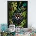 Bay Isle Home™ Cute Cat w/ Butterfly In Jungle Bushes V - Animals Cat Canvas Wall Art Metal in Blue/Gray/Green | 32 H x 16 W x 1 D in | Wayfair