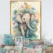 Viv + Rae™ Cute Little Baby Elephant in the Flowers I - Painting Wall Art Metal in Blue/Gray | 40 H x 30 W x 1.5 D in | Wayfair