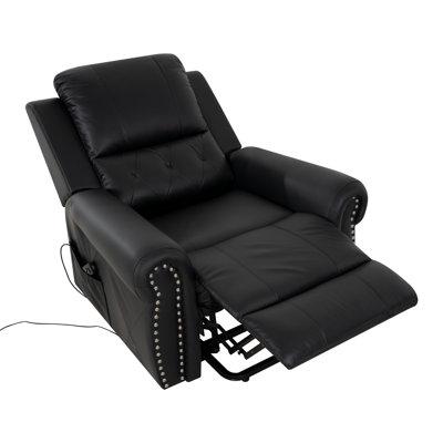 Red Barrel Studio® Ritage Power Lift Recliner Chair, Air Leather Recliner, Recliner, Electric recliner, Wide Recliner Faux Leather in Black | Wayfair