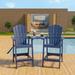 Beachcrest Home™ Lagunas Tall Adirondack Chair Set w/ Table Polywood Outdoor Patio Bar Stools 330 LBS in Blue | 52 H x 23 W x 28.5 D in | Wayfair