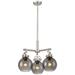 Newton Sphere 20.4"W 3 Light Stem Hung Satin Nickel Pendant w/ Smoke S