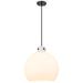 Newton Sphere 18" Wide 3 Light Cord Hung Matte Black Pendant w/ White