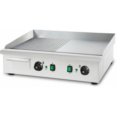 Grillplatte Bratplatte Plancha Grill Elektrisch 4400W aus Edelstahl (Grillfläche Glatt & Mit Rillen