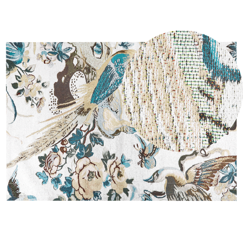 Teppiche mehrfarbig aus Baumwolle Blätter Blumenmotiv 140 x 200 cm rustikal Boho