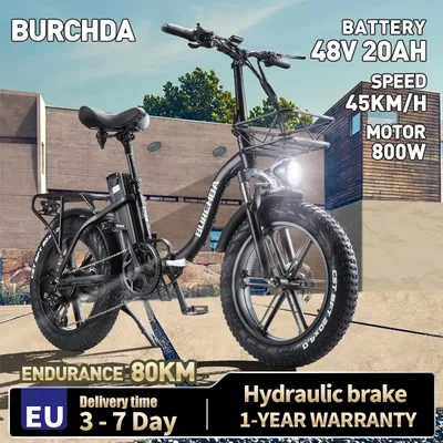 BURCHDA-Vélo Électrique Pliable R8S 800W 45KM/H 48V 20Ah Batterie au Lithium 20 Pouces