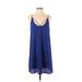 She + Sky Casual Dress - Shift: Blue Solid Dresses - Women's Size Small