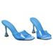 adviicd Dance Shoes For Women High Heel Boots Women High Heel Sandals Open Toe Fashion Buckle Fishbill Thick Heel Women Shoes Blue 7.5