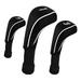 3Pcs Golf Club Head Covers Set Driver Woods Headcover Protectors Durable Easy to Use Black Standard