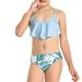 B91xZ Baby Swimsuit Girl Girl s Swimsuit Two Piece Leaf Print Shorts for 7 To 14 Years Swimming Pool Hot Spring Natatorium Light Blue Sizes 9-10Years