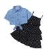 VerPetridure Clearance Toddler Baby Girls Short Sleeve Denim Jacket+Dot Print Halter Dress Set Summer Outfits for 3-9 Years Girls