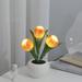 KTCINA LED Simulation Night Light Battery Operated Tulip Flower Light with Pot Decorative Novelty Flower Table Lamp for Home Office Orange