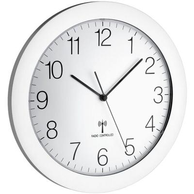 TFA Funkwanduhr silber weiß Ø 30,2 cm silber