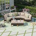 MF Studio 7 Piece Outdoor Patio Conversation Set Outdoor Furniture Set Sectional Sofa with Beige Cushions