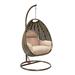 LeisureMod Beige Wicker Indoor Outdoor Patio Hanging Egg Swing Chair Beige