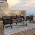 Lancaster Home 4 Piece Indoor/Outdoor Lounge Set - Loveseat 2 Chairs & Metal Coffee Table